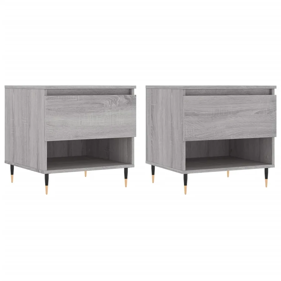 Tables basses 2 pcs sonoma gris 50x46x50 cm bois d'ingénierie - 2