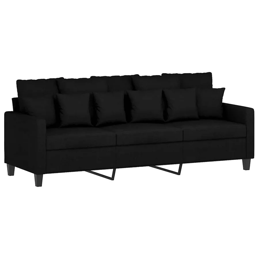 Canapé à 3 places Noir 180 cm Tissu - 2