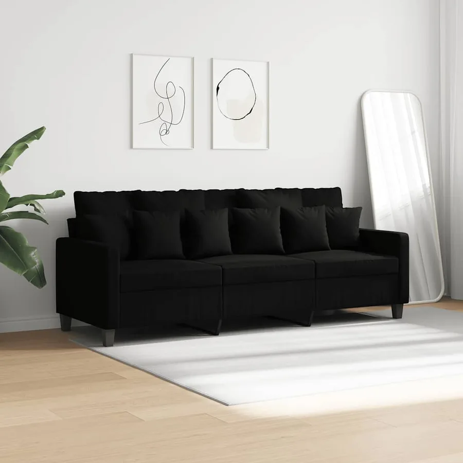 Canapé à 3 places Noir 180 cm Tissu - 3
