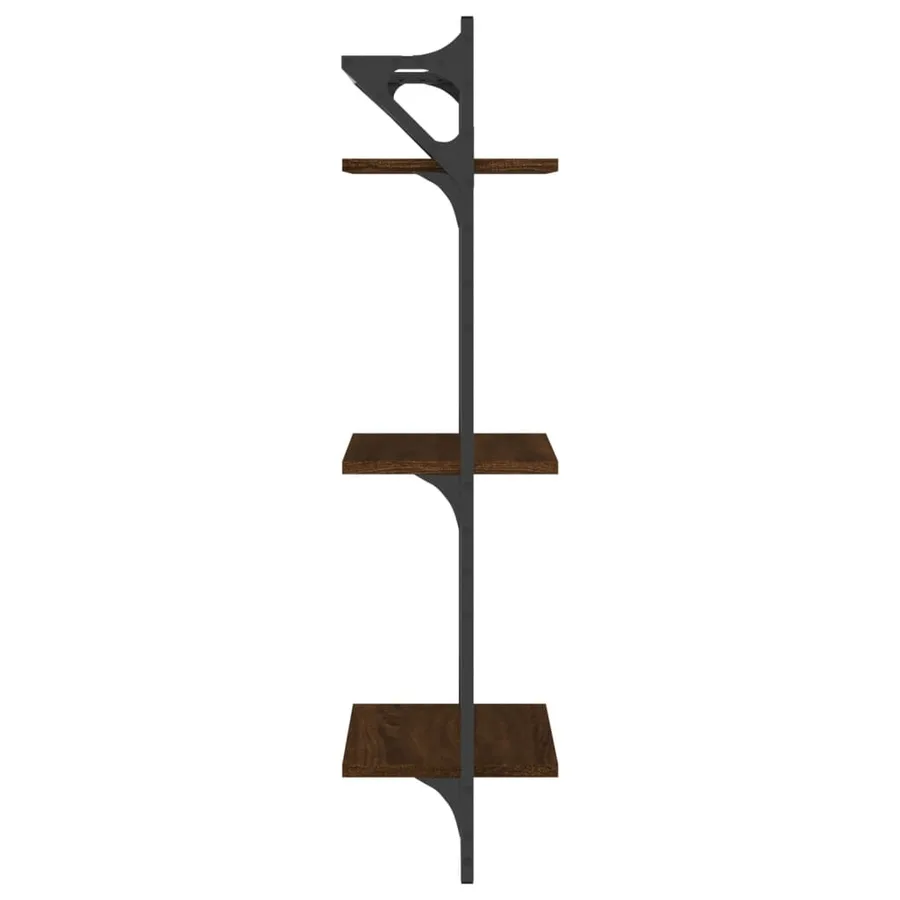 Étagères murales à 3 niveaux avec barres 2 pcs chêne marron - 6