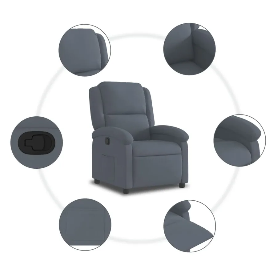 Fauteuil inclinable Gris foncé Velours - 7