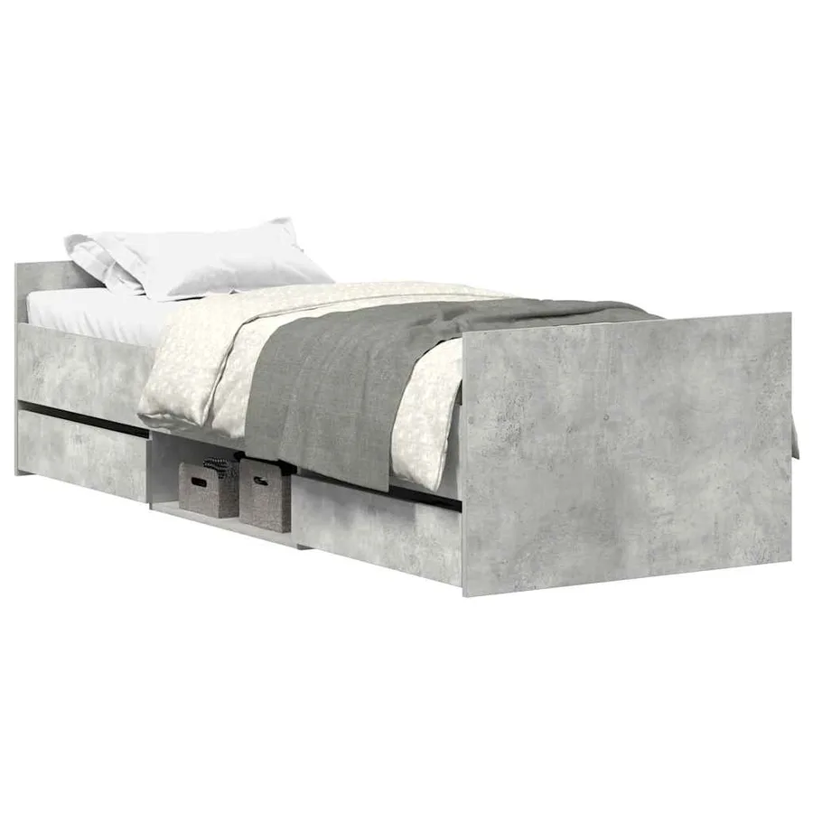 Cadre de lit sans matelas gris béton 75x190 cm - 2