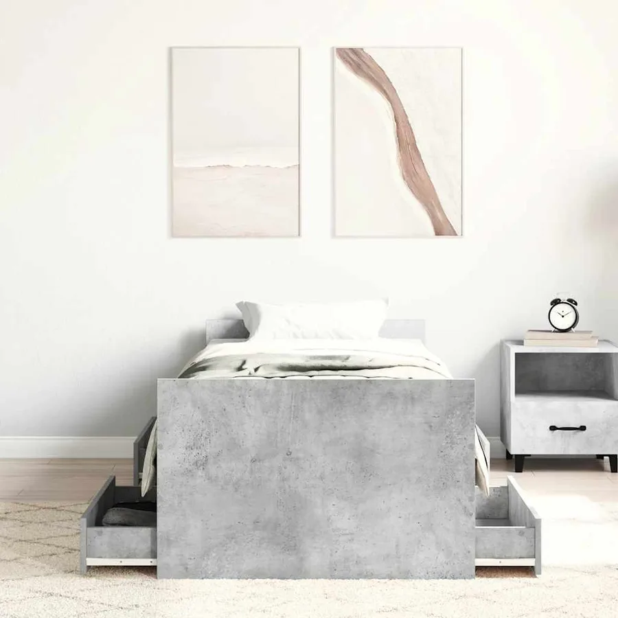 Cadre de lit sans matelas gris béton 75x190 cm - 3