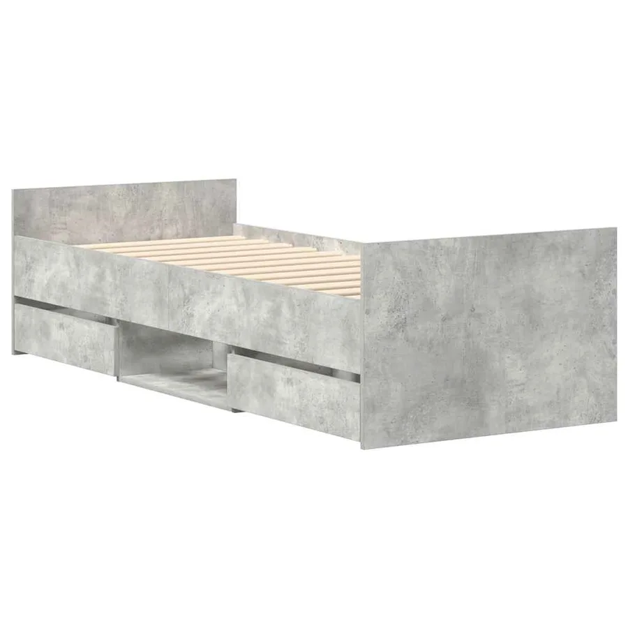 Cadre de lit sans matelas gris béton 75x190 cm - 4