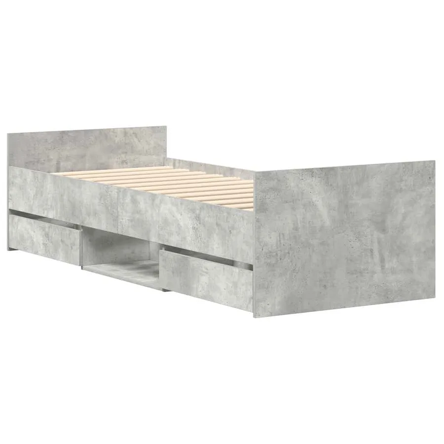 Cadre de lit sans matelas gris béton 75x190 cm - 8
