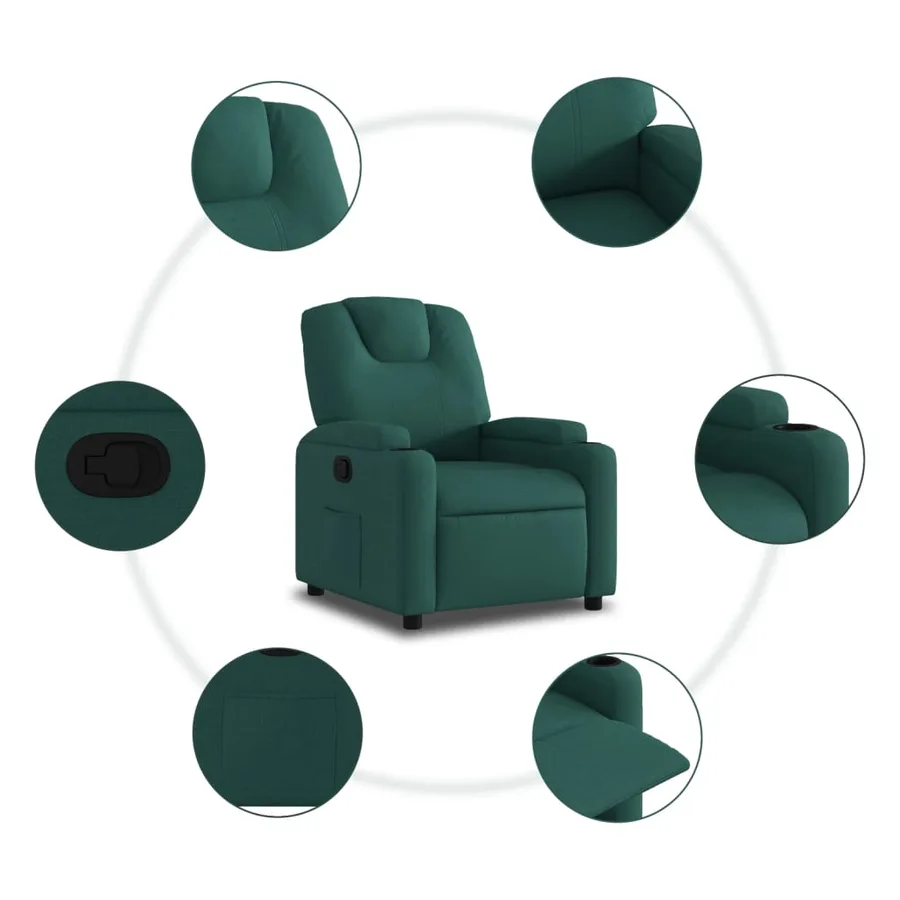 Fauteuil inclinable Vert foncé Tissu - 7