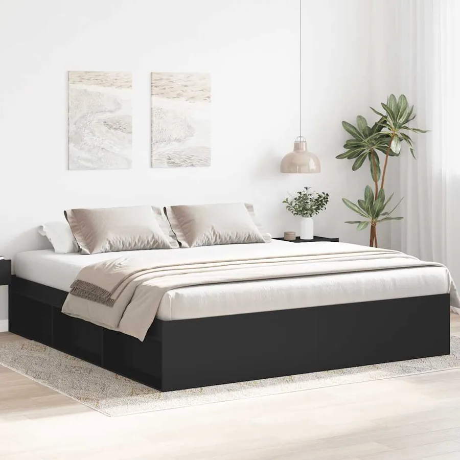 Cadre de lit sans matelas noir 180x200 cm