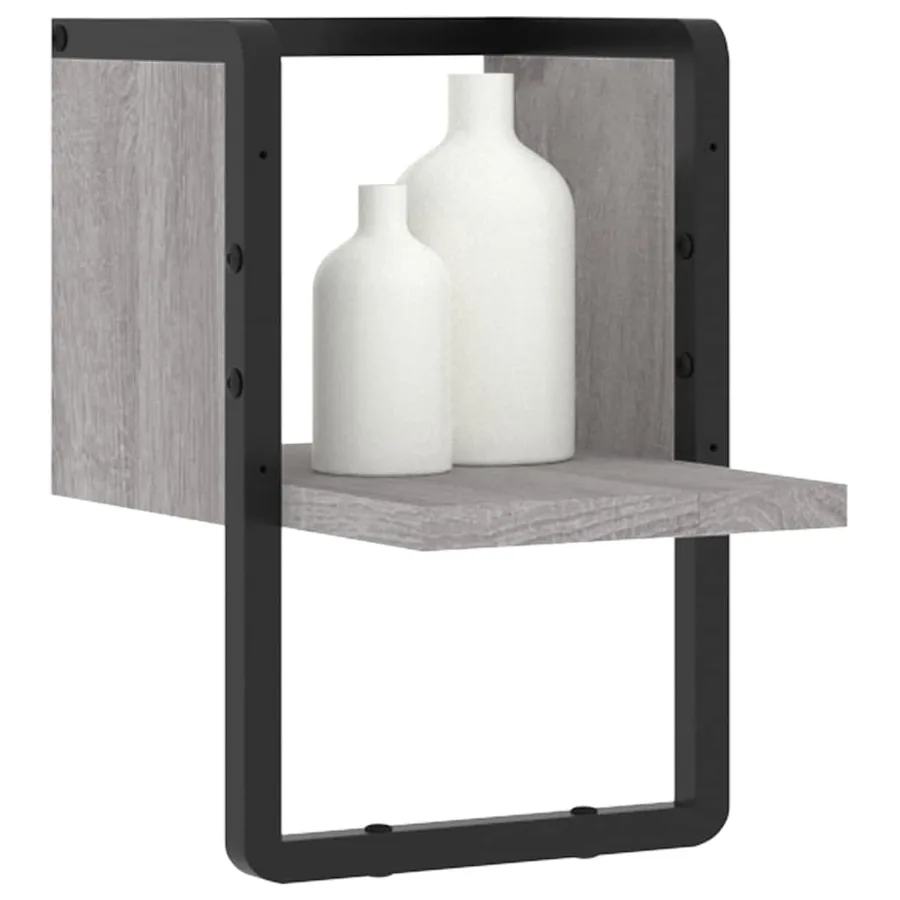 Étagère murale avec barre sonoma gris 20x25x30 cm - 3