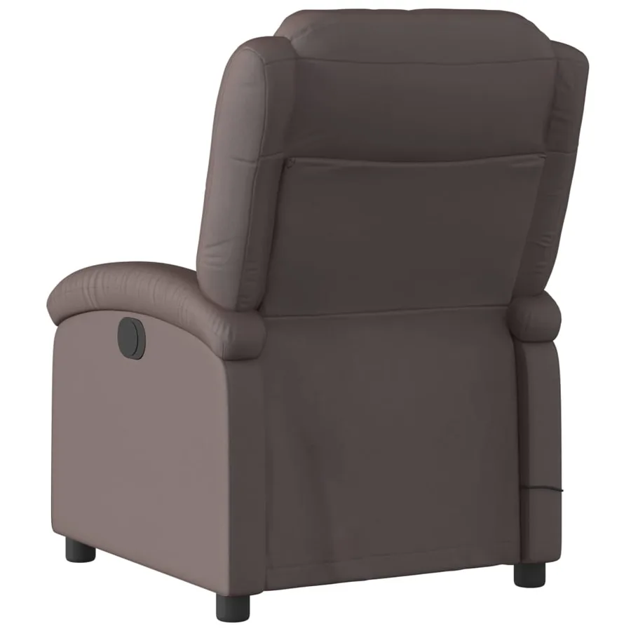 Fauteuil inclinable de massage marron foncé cuir véritable - 4