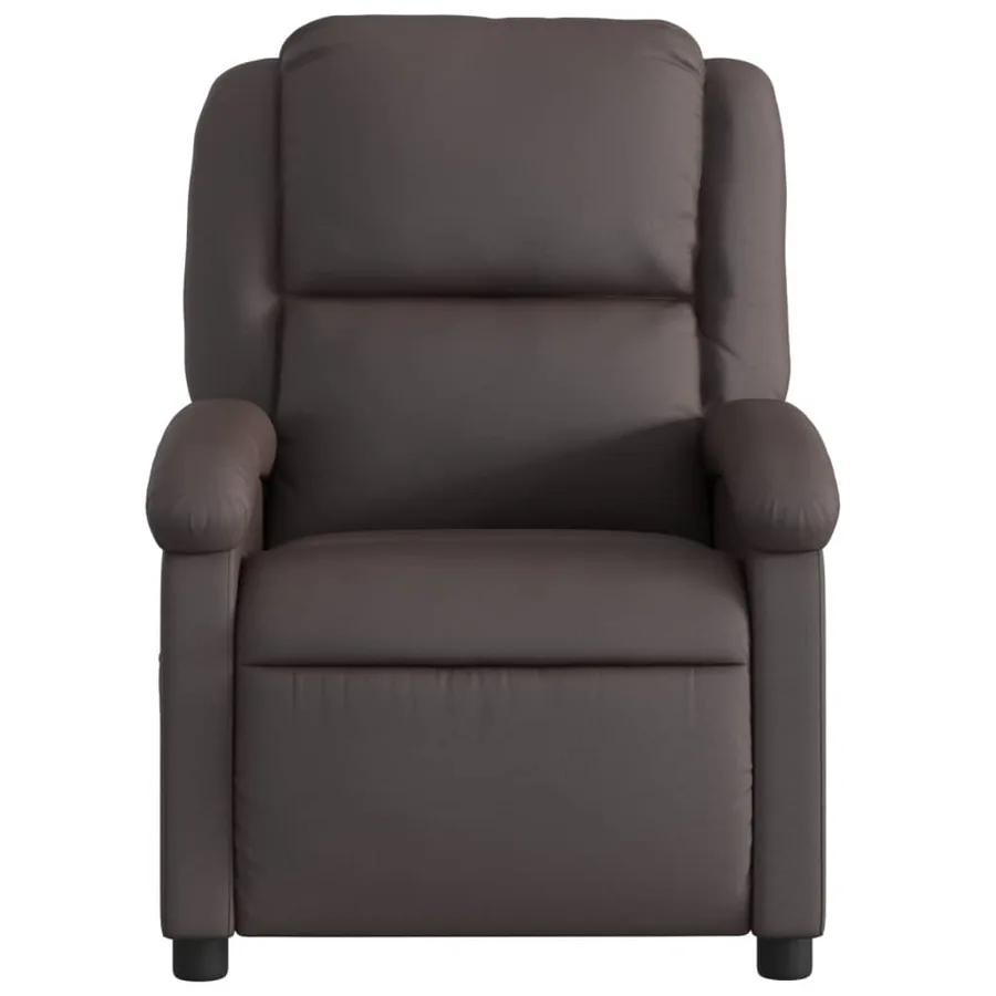 Fauteuil inclinable de massage marron foncé cuir véritable - 7