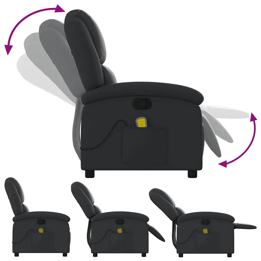Fauteuil de massage inclinable noir cuir véritable - 6