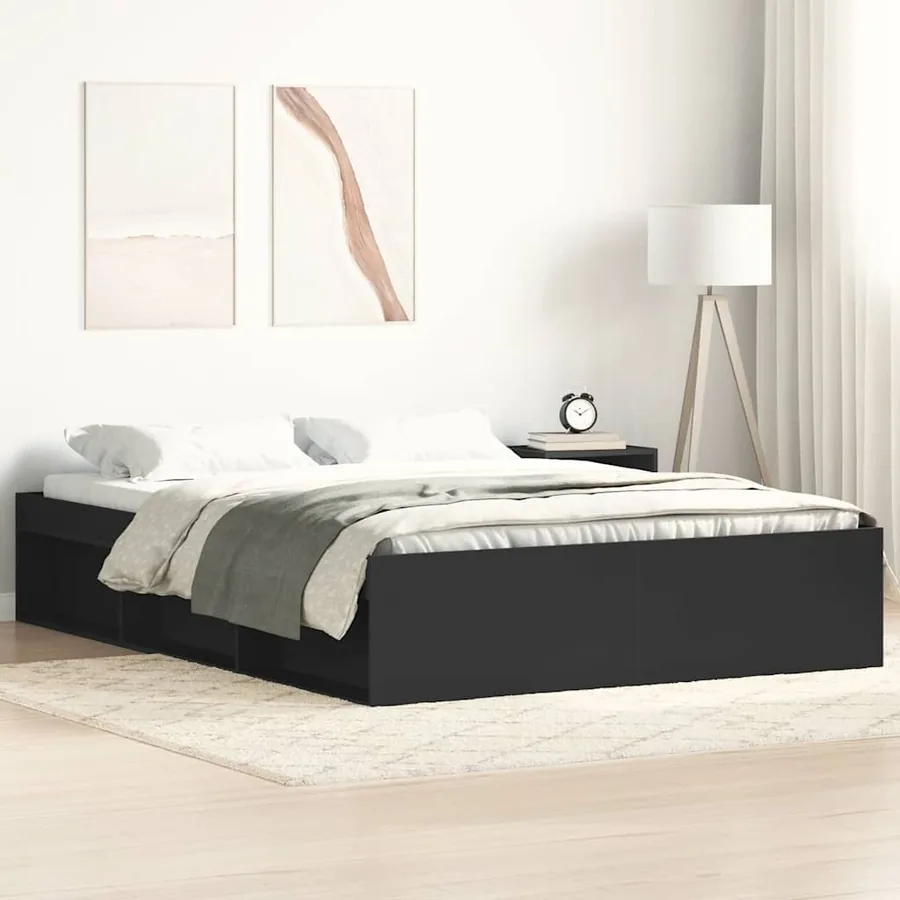 Cadre de lit sans matelas noir 160x200 cm