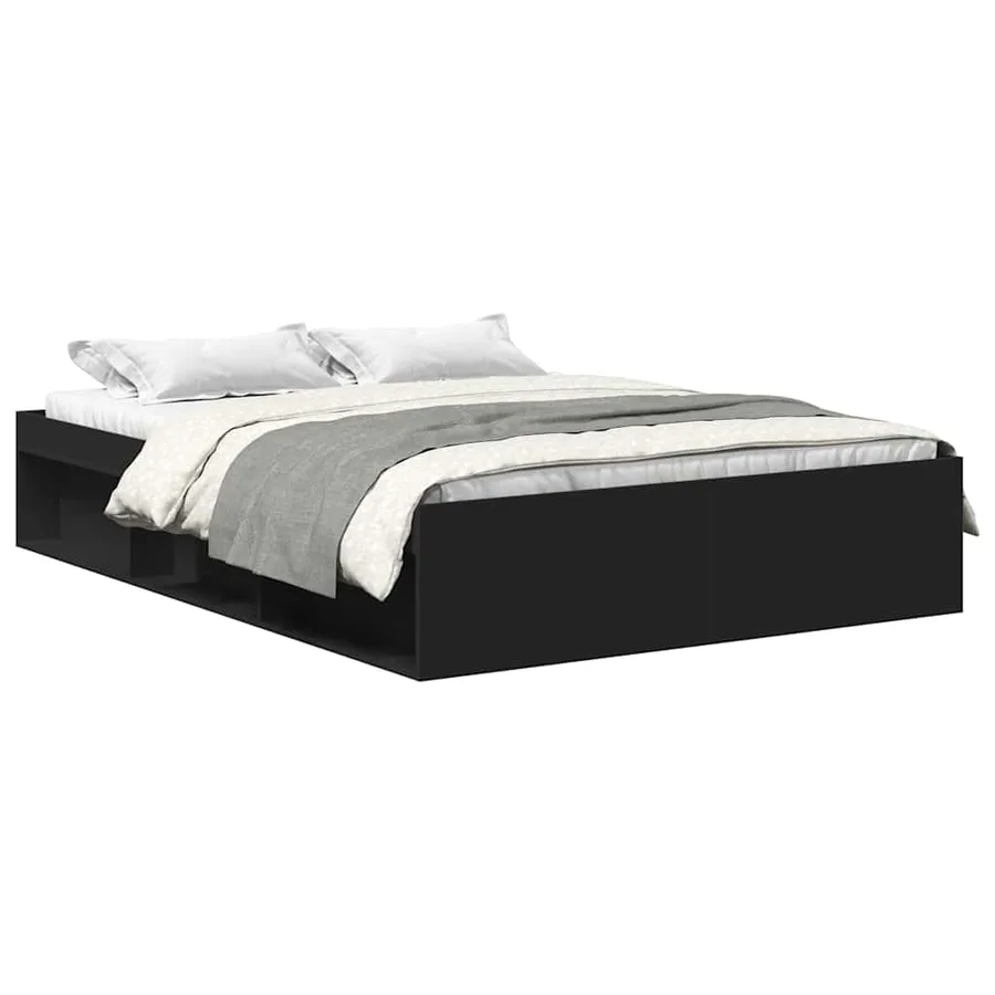 Cadre de lit sans matelas noir 160x200 cm - 2