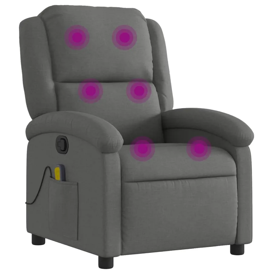 Fauteuil inclinable de massage en tissu gris foncé - 2