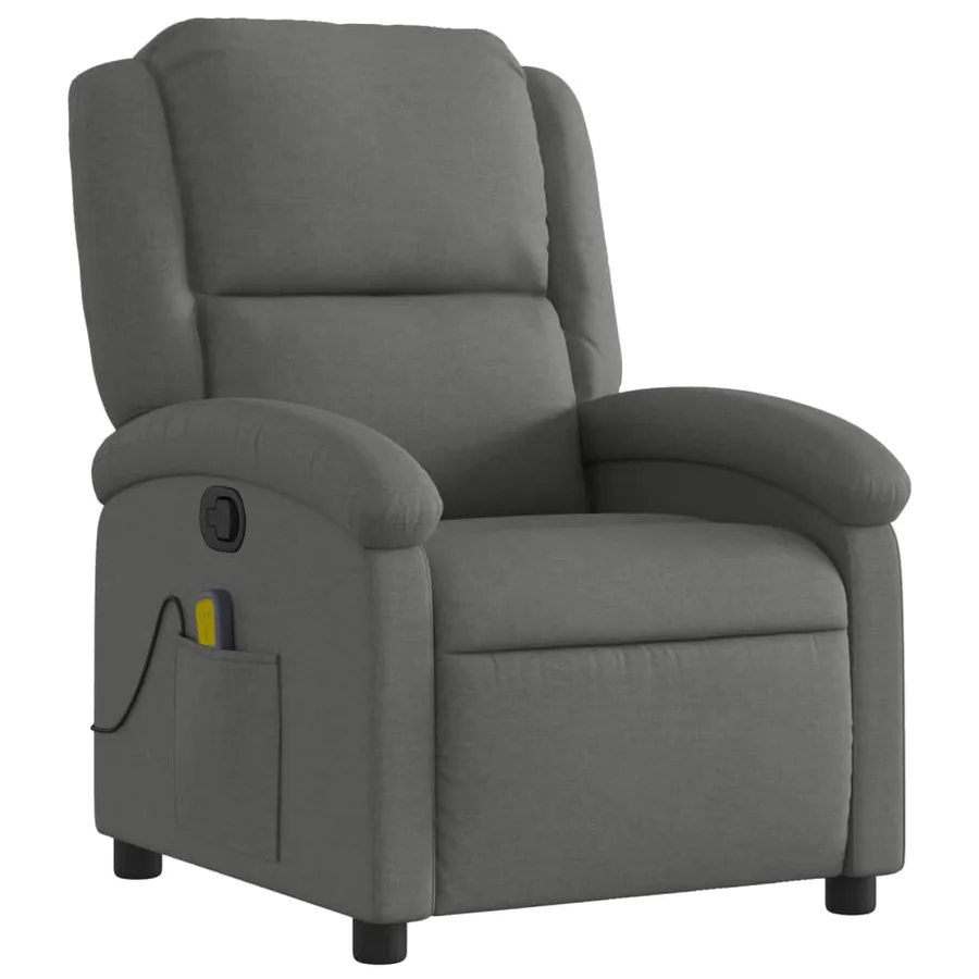 Fauteuil inclinable de massage en tissu gris foncé - 3