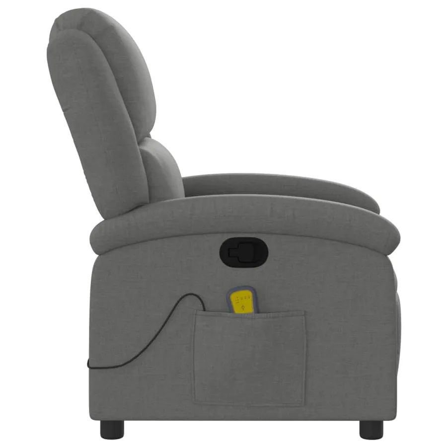 Fauteuil inclinable de massage en tissu gris foncé - 8