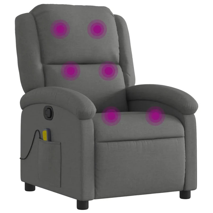 Fauteuil de massage inclinable Gris foncé Tissu - 2
