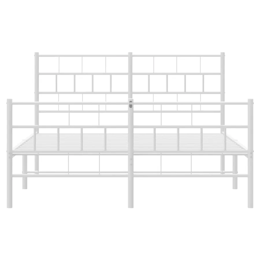 Cadre de lit métal sans matelas et pied de lit blanc 160x200 cm - 5