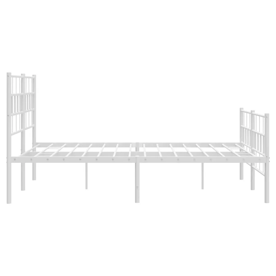 Cadre de lit métal sans matelas et pied de lit blanc 160x200 cm - 6