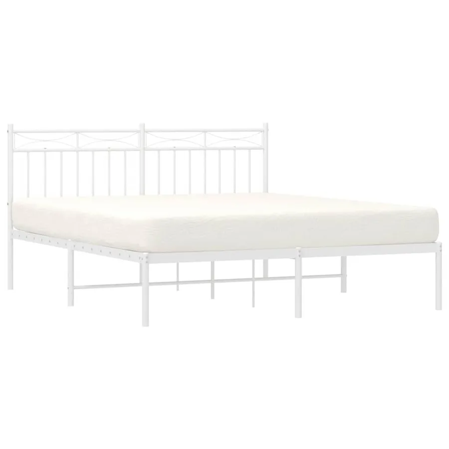 Cadre de lit métal sans matelas et tête de lit blanc 150x200 cm - 4