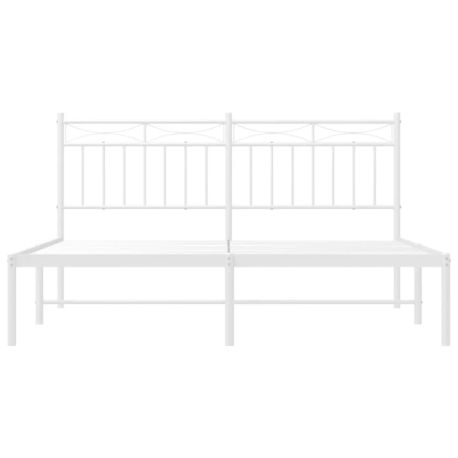 Cadre de lit métal sans matelas et tête de lit blanc 150x200 cm - 6