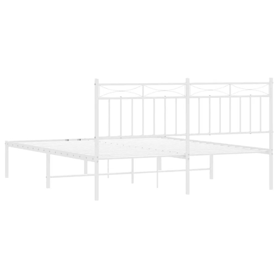 Cadre de lit métal sans matelas et tête de lit blanc 150x200 cm - 8