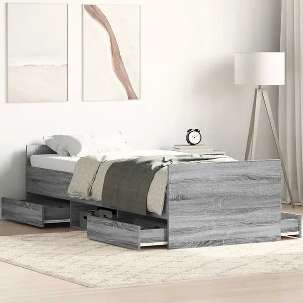Cadre de lit sans matelas sonoma gris 90x200 cm