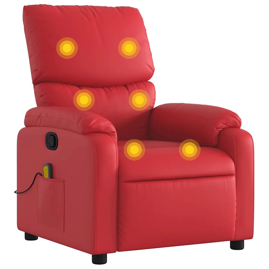 Fauteuil de massage inclinable rouge similicuir - 2