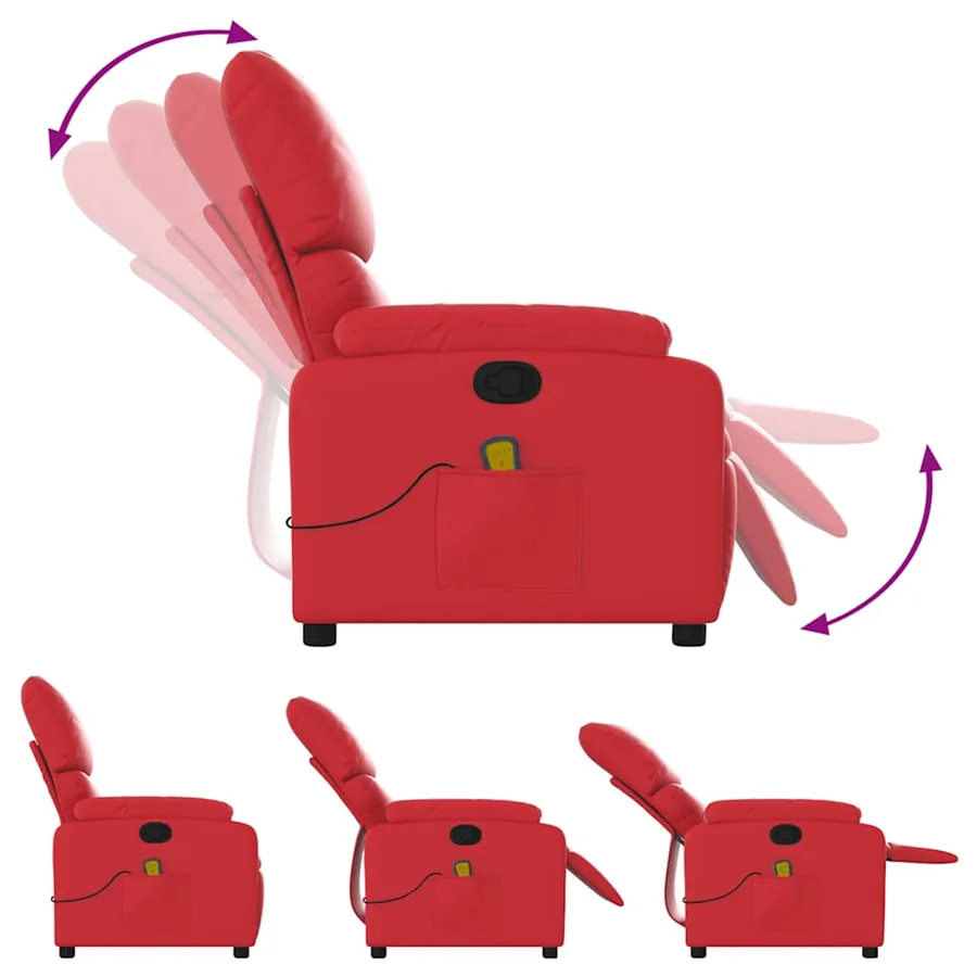 Fauteuil de massage inclinable rouge similicuir - 7