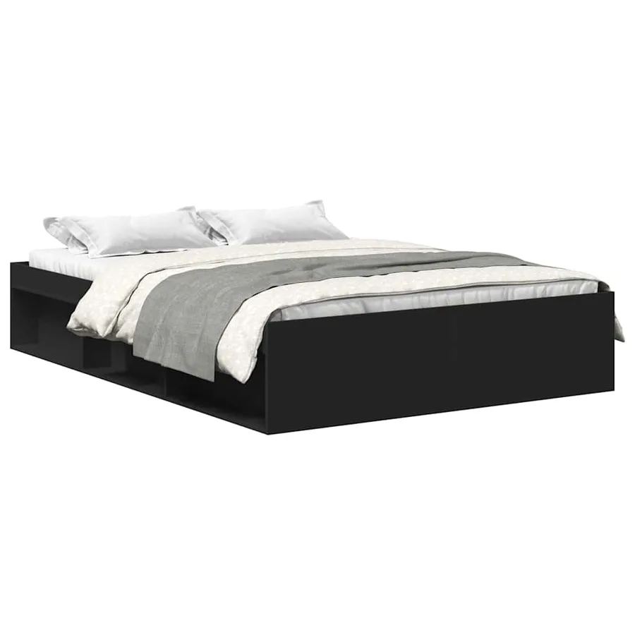 Cadre de lit sans matelas noir 120x190 cm - 2