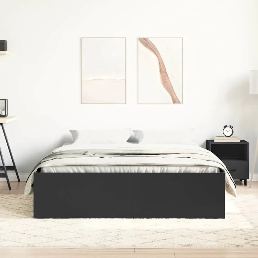 Cadre de lit sans matelas noir 120x190 cm - 3