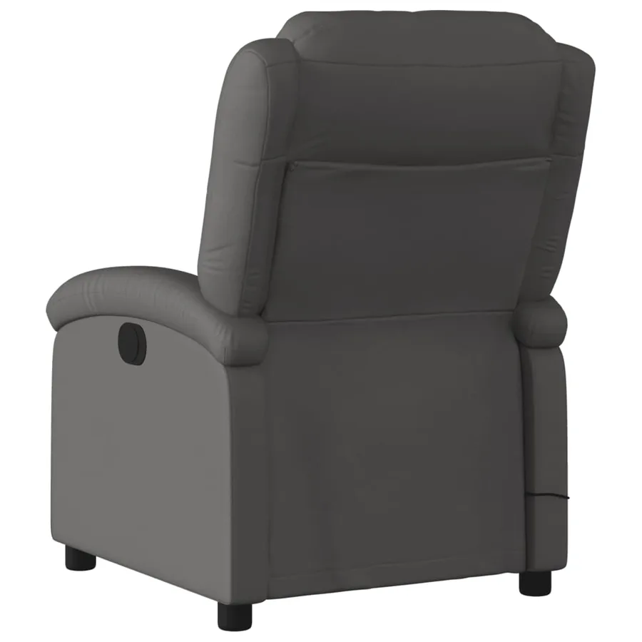 Fauteuil de massage inclinable gris cuir véritable - 4