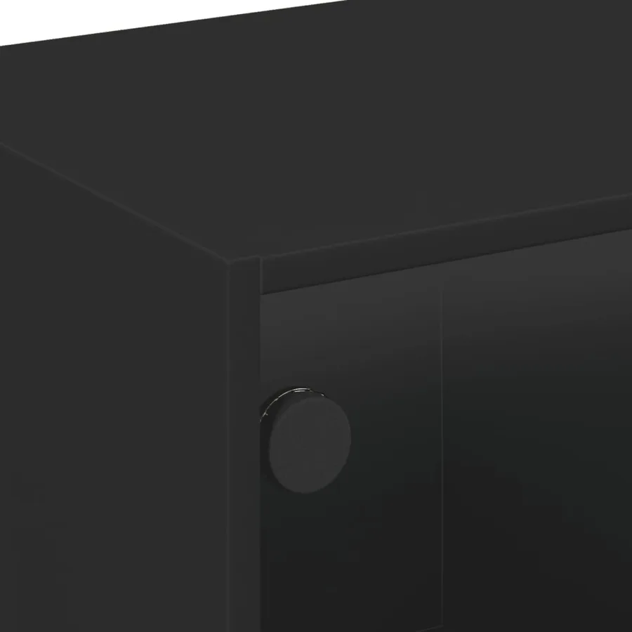 Table basse avec portes en verre noir 68x50x42 cm - 9