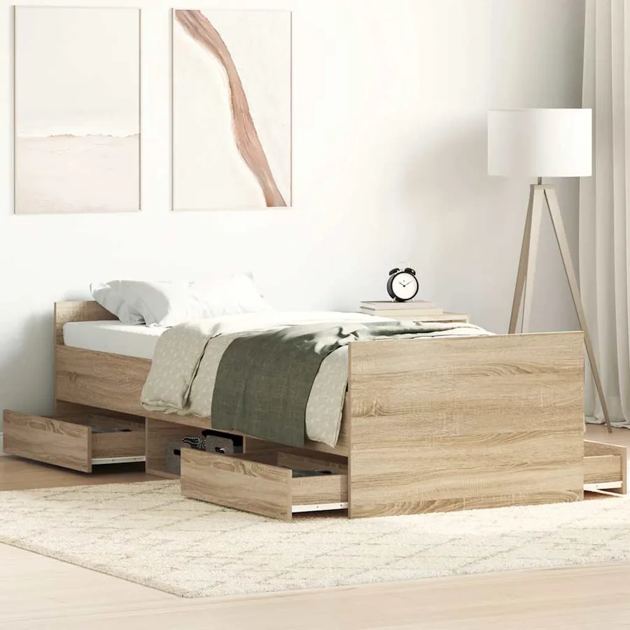 Cadre de lit sans matelas chêne sonoma 100x200 cm
