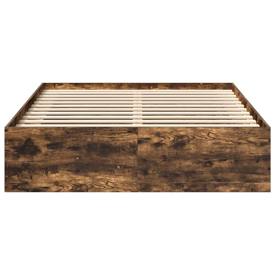 Cadre de lit sans matelas chêne fumé 135x190 cm - 5