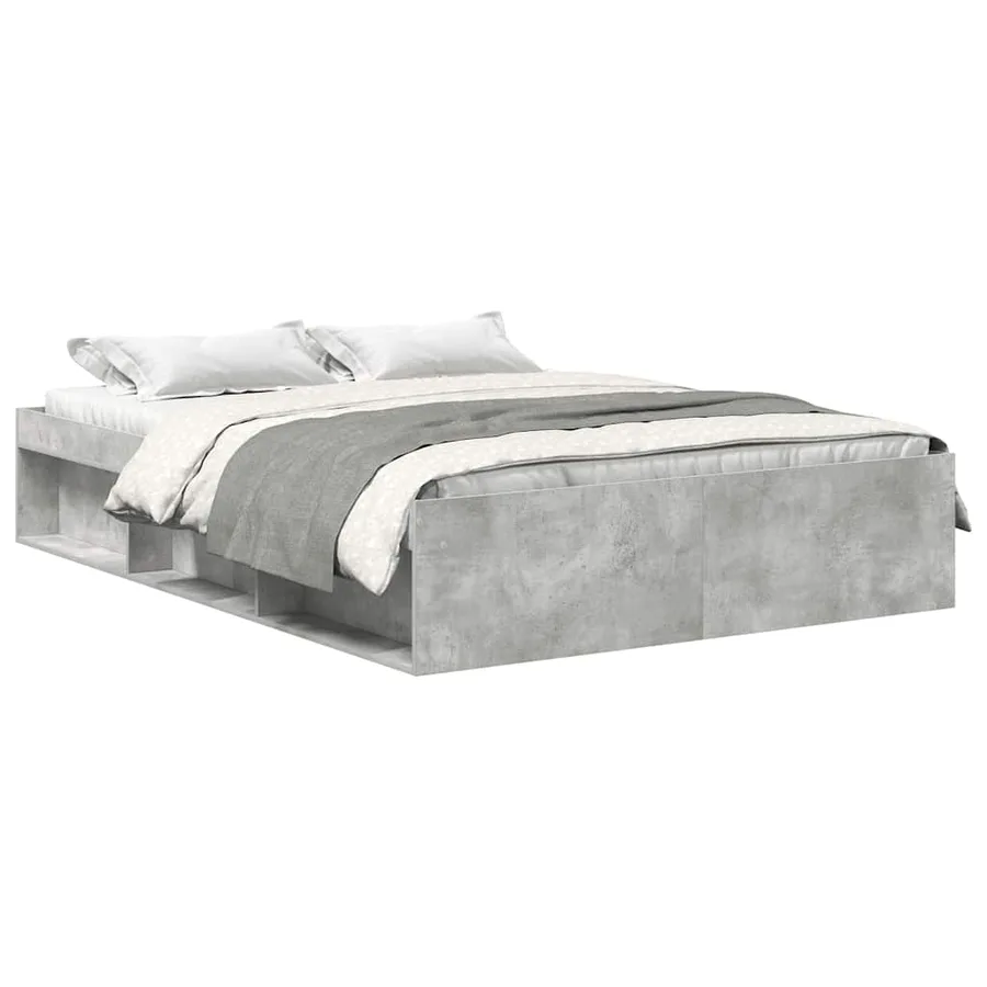 Cadre de lit sans matelas gris béton 140x200 cm - 2