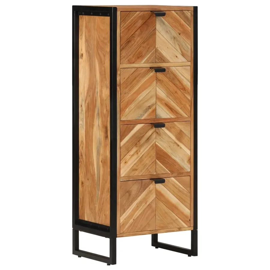 Armoire de salle de bain bois massif d'acacia et fer - 11