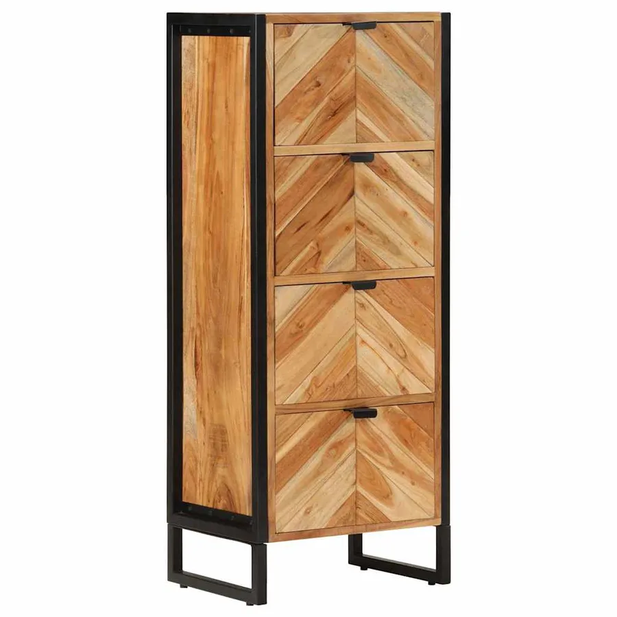Armoire de salle de bain bois massif d'acacia et fer - 12