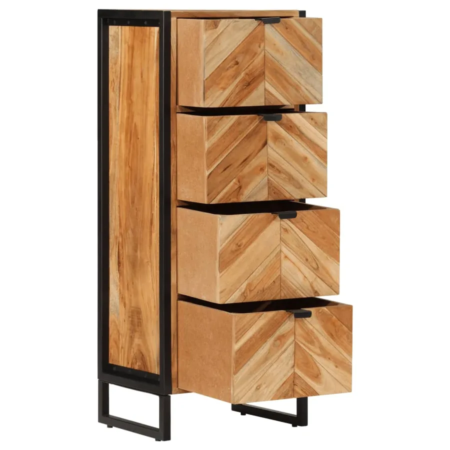 Armoire de salle de bain bois massif d'acacia et fer - 2