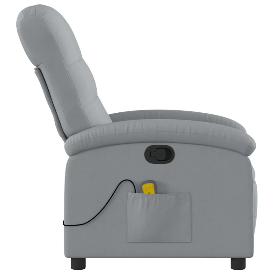 Fauteuil inclinable de massage gris clair tissu - 5