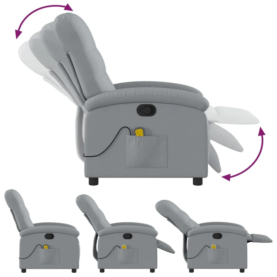 Fauteuil inclinable de massage gris clair tissu - 7