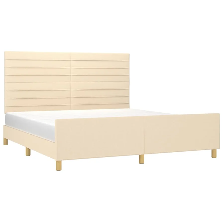Cadre de lit sans matelas crème 160x200 cm tissu - 3