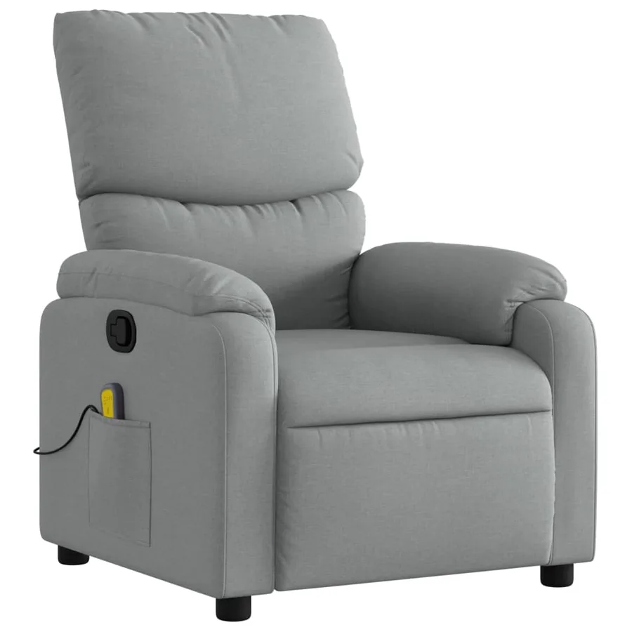 Fauteuil inclinable de massage gris clair tissu - 3