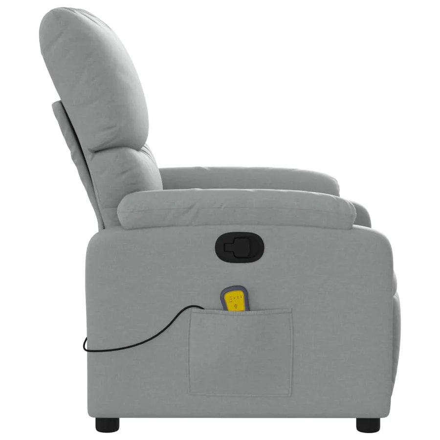Fauteuil inclinable de massage gris clair tissu - 8