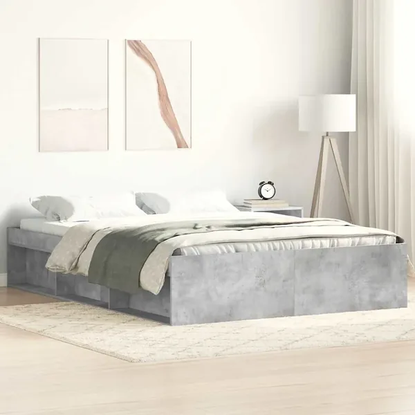 Cadre de lit sans matelas gris béton 120x200 cm