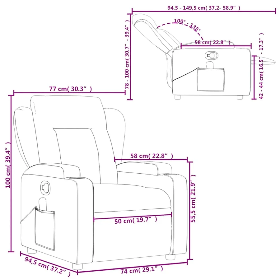 Fauteuil de massage inclinable Gris Similicuir - 14