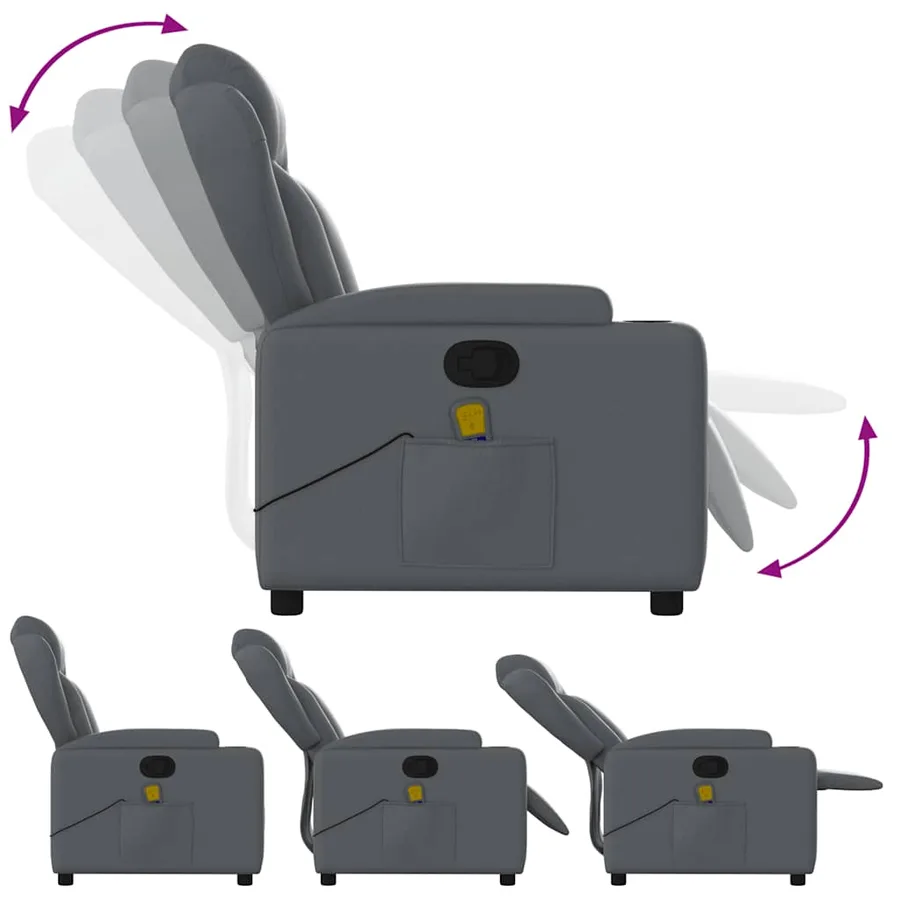 Fauteuil de massage inclinable Gris Similicuir - 8