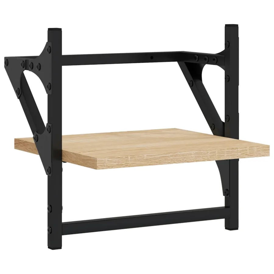 Ensemble d'étagères murales avec barres 6 pcs chêne sonoma - 11