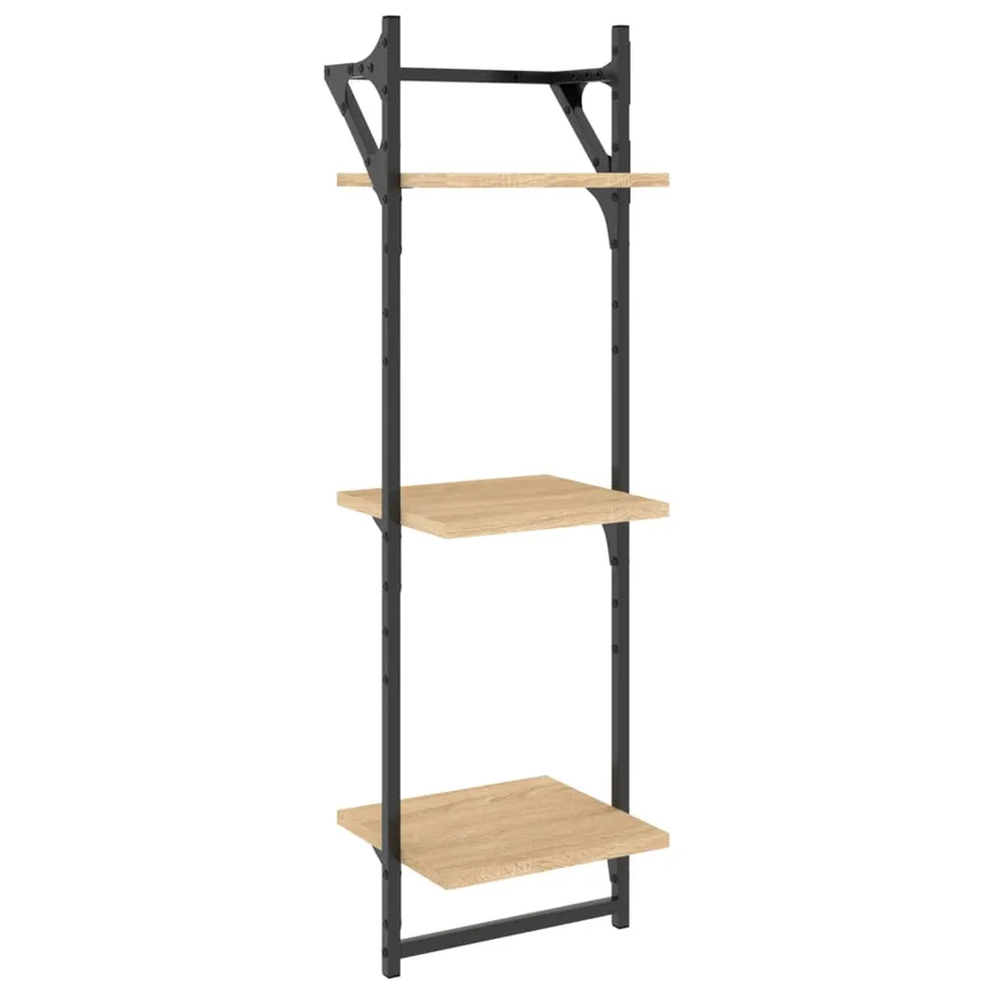 Ensemble d'étagères murales avec barres 6 pcs chêne sonoma - 7