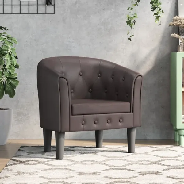 Chaise cabriolet marron similicuir